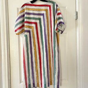 OOAK Vintage 1960s Handmade Graphic Striped Dress Super Unique Seaming